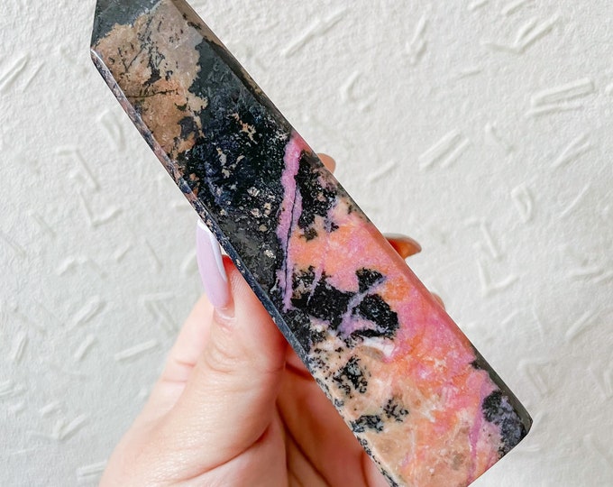Rhodonite crystal tower chunky crystal tower healing crystal healing journey home decoration
