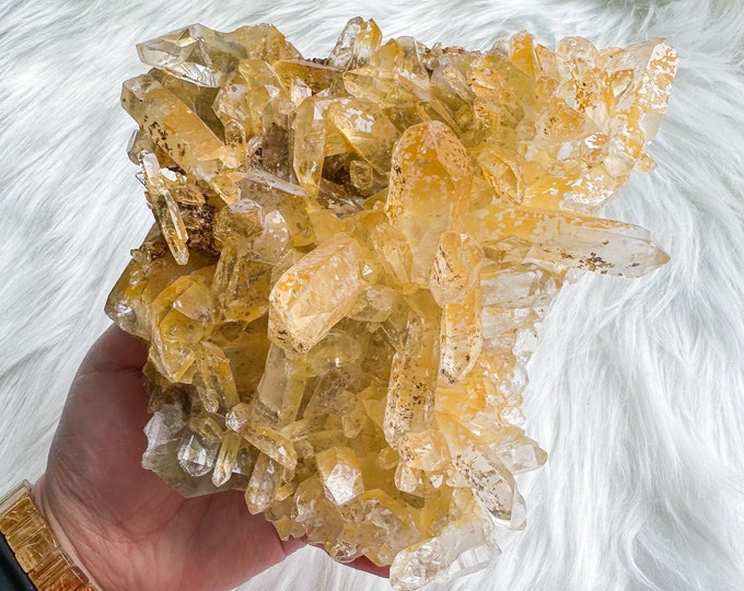 Golden healer quartz cluster mineral specimen | natural premium crystal cluster  | crystal healing home decoration | positive fengshui home