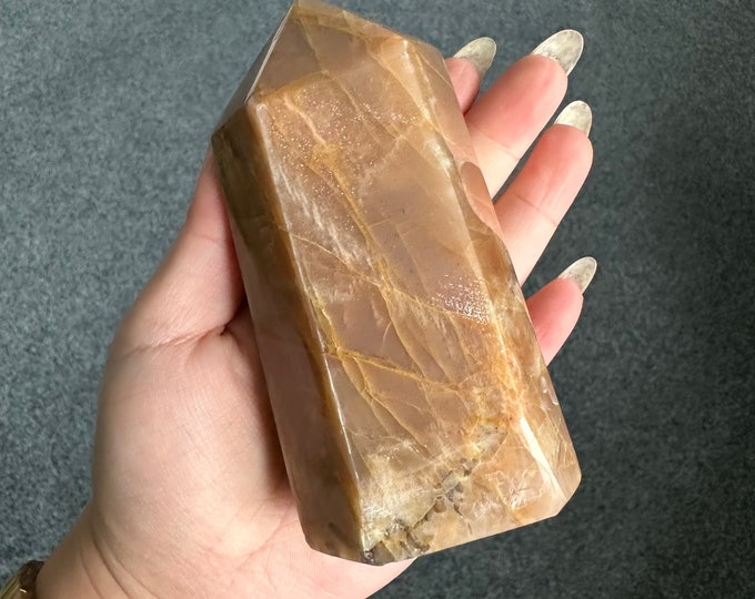Moonstone with sunstone crystal tower  Healing Crystal home decor