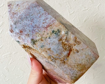Pink Ocean Jasper crystal tower healing crystal home decor