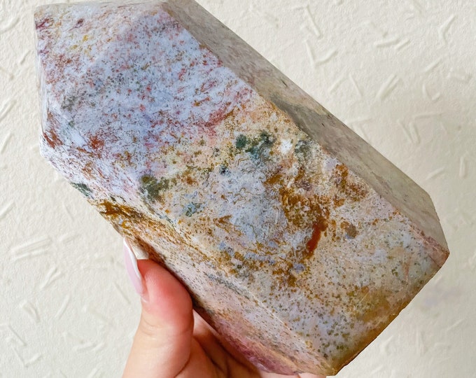 Pink Ocean Jasper crystal tower healing crystal home decor