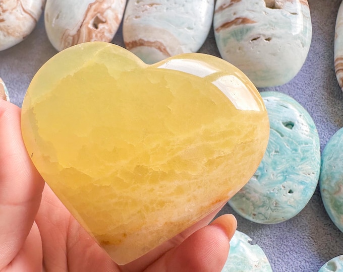 Reiki Healing lemon yellow calcite Heart- SolarPlexus-Happy & Joy