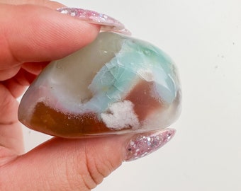 green flower agate  small crystal freeform |healing crystal | birthday gift|anniversary gift