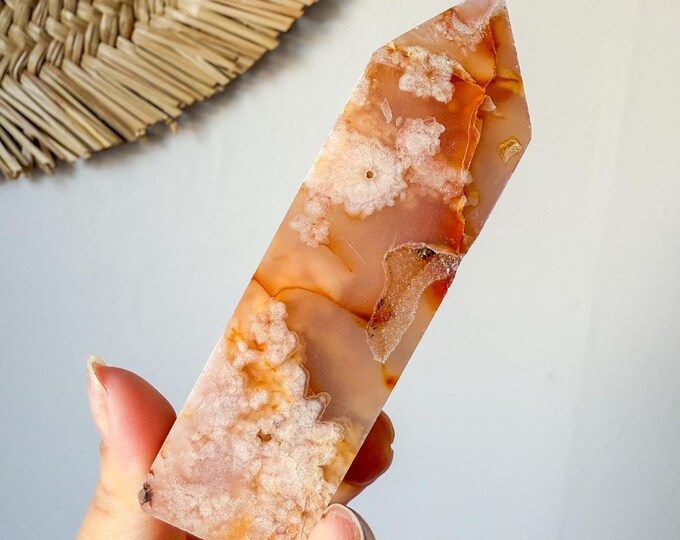 Flower agate geode Crystal tower (LY)  | High-quality flower agate crystal tower healing crystal home decor
