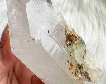 chlorite phantom Lemurian mineral specimen | premium quartz crystal cluster | crystal collector piece