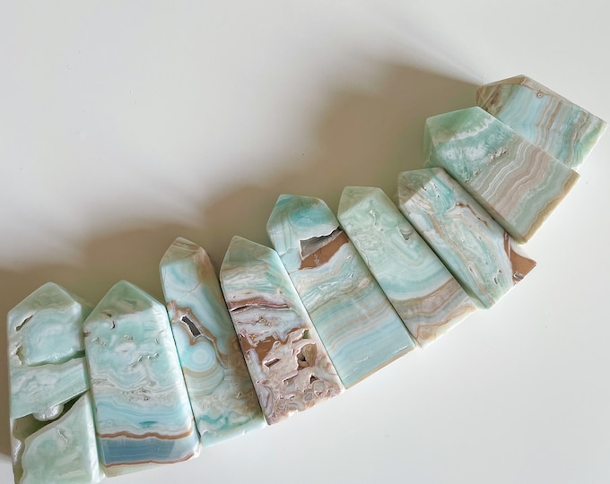 Caribbean blue aragonite crystal tower small crystal tower healing crystal healing journey home decoration