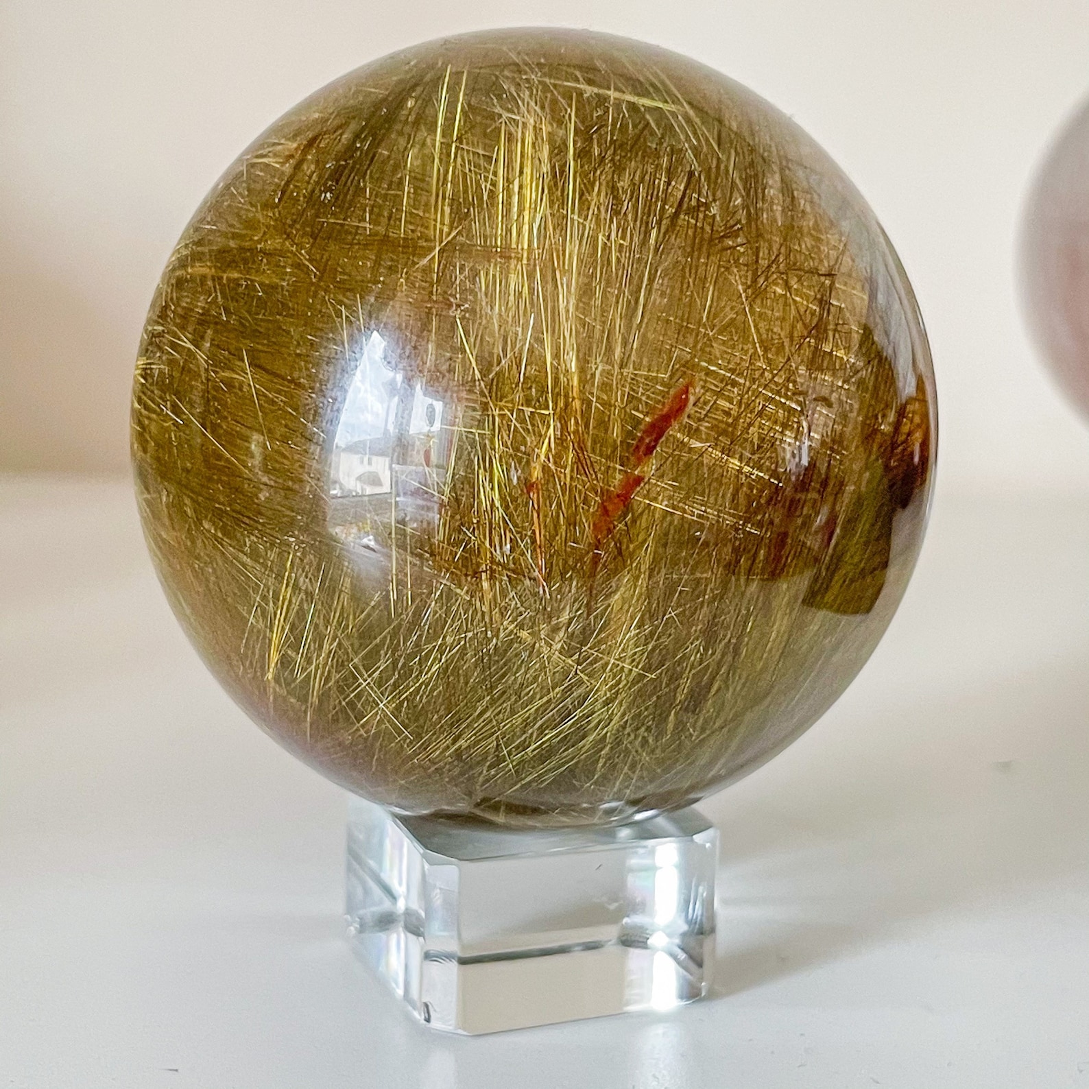 Golden rutile quartz sphere natural Crystal high end crystal Etsy