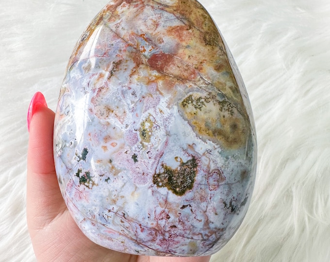 Ocean Jasper with Blue chalcedony crystal freeform healing crystal home decor