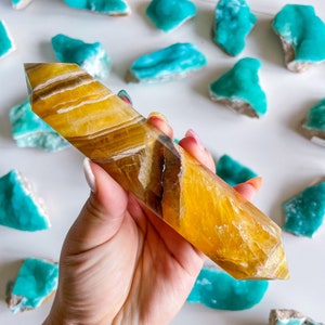Natural yellow fluorite Double terminated crystal wand crystal healing crystal grid crystal magic home decoration meditation