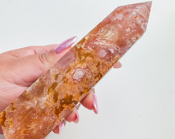 flower agate (PP) Crystal tower | flower agate crystal tower healing crystal home decor |crystal gift |unique home decor|