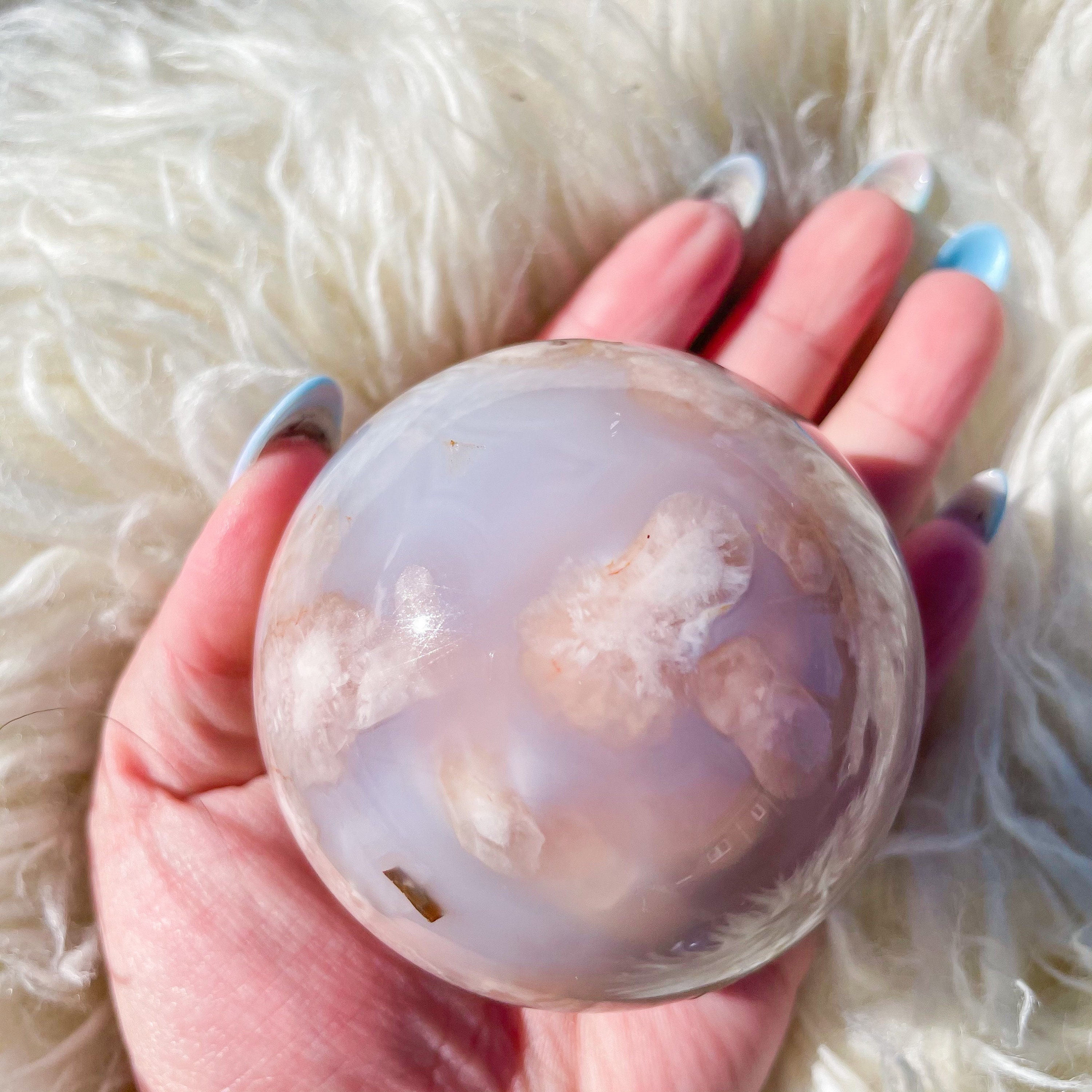 Cherry blossom agate sphere healing crystal home decor | Etsy