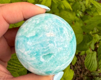 Blue aragonite crystal sphere healing crystal home decor
