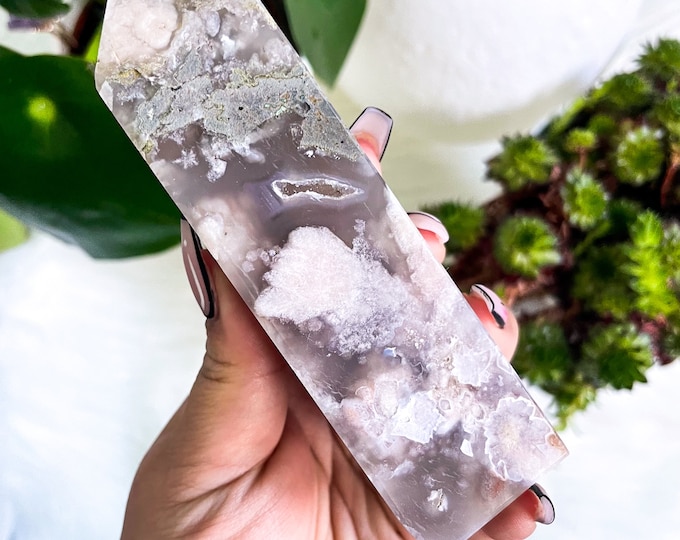 Flower agate crystal tower |cherry blossom agate home decoration | flower agate specimen | healing crystal | birthday gift|anniversary gift