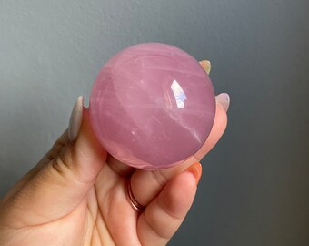Rose quartz crystal sphere | healing crystal home decoration |rare crystal specimen | birthstone gifts| wedding anniversary gift