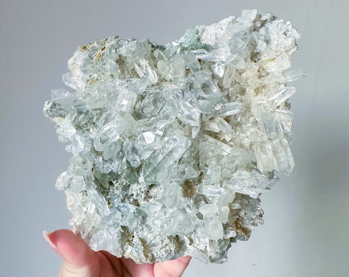 Chlorite Clear quartz flower cluster | “ Double Dazzling “crystal cluster natural quartz crystal cluster mineral specimen