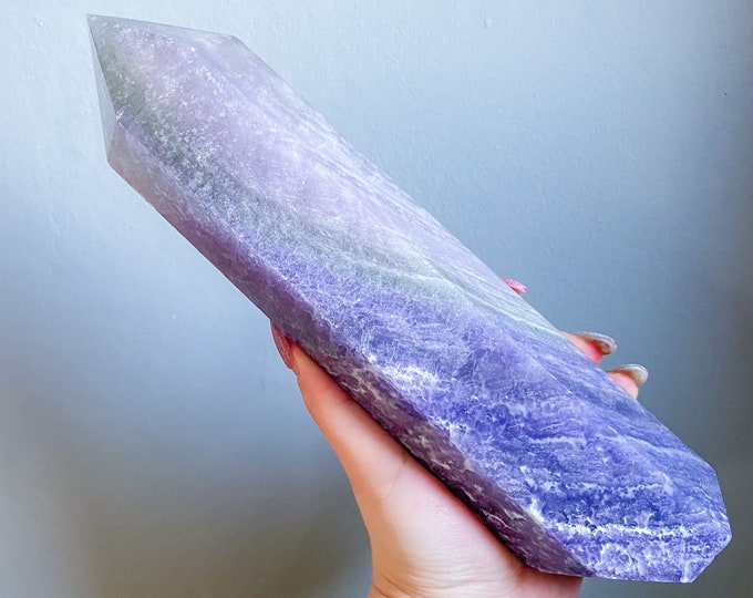 Lavender silky Fluorite crystal tower, purple fluorite tower,fluorite crystal point, rare crystal tower,crystal home decoration