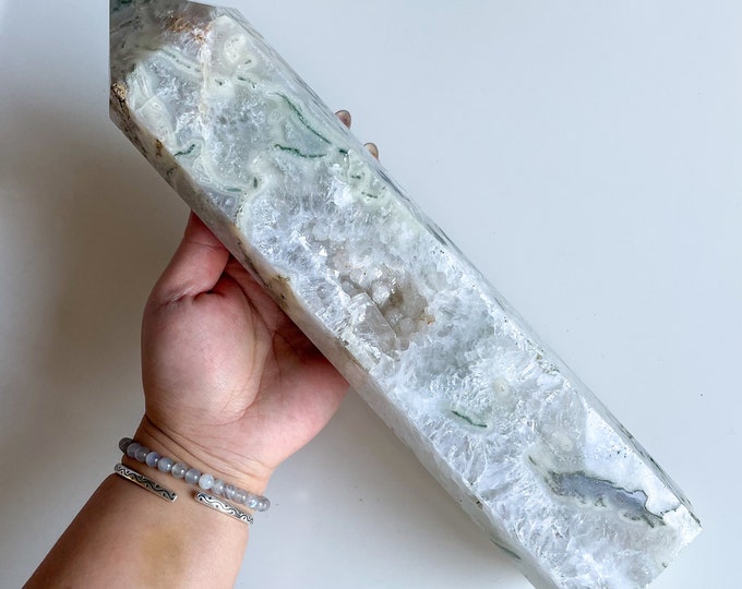 Moss agate crystal tower | moss agate home decoration | moss agate ornament | healing crystal | birthstone gifts| wedding anniversary gift