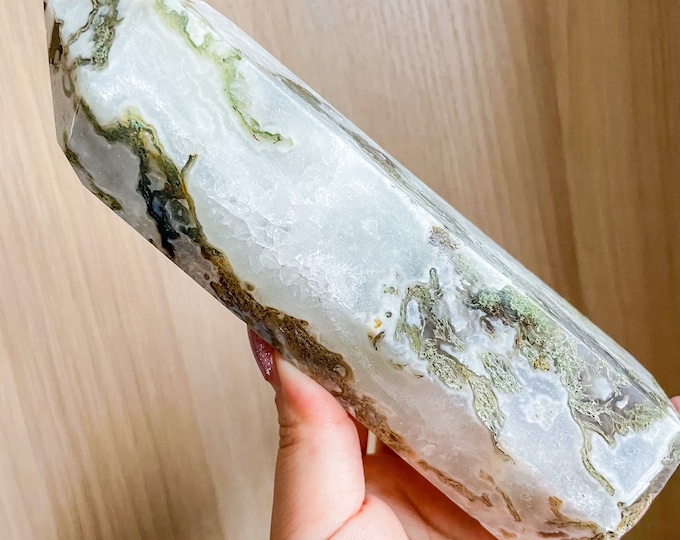 Moss agate crystal tower | moss agate home decoration | moss agate ornament | healing crystal | birthstone gifts| wedding anniversary gift