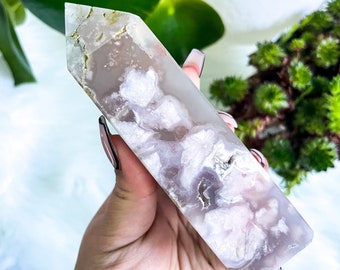 Flower agate crystal tower |cherry blossom agate home decoration | flower agate specimen | healing crystal | birthday gift|anniversary gift