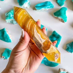 Natural yellow fluorite Double terminated crystal wand crystal healing crystal grid crystal magic home decoration meditation