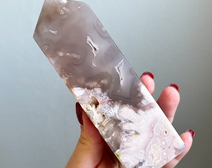 Flower agate crystal tower |cherry blossom agate home decoration | flower agate specimen | healing crystal | birthday gift|anniversary gift