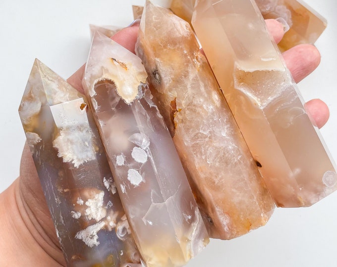 Flower agate crystal tower |cherry blossom agate home decoration | flower agate specimen | healing crystal | birthday gift|anniversary gift
