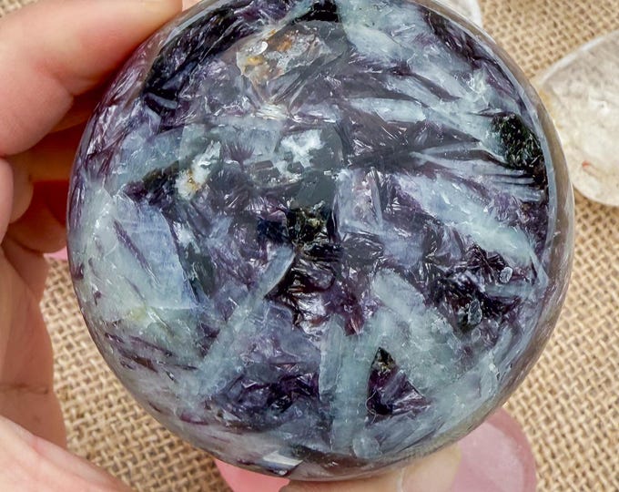 Aquamarine Crystal Sphere with pink tourmaline  Lepidolite,kyanite & Smoky Quartz | Natural Gemstone Sphere | Crystal Decor | Collector Gift
