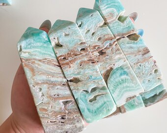 Caribbean blue aragonite crystal tower small crystal tower healing crystal healing journey home decoration