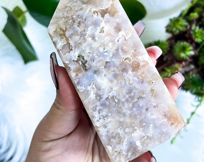 Flower agate crystal tower |cherry blossom agate home decoration | flower agate specimen | healing crystal | birthday gift|anniversary gift