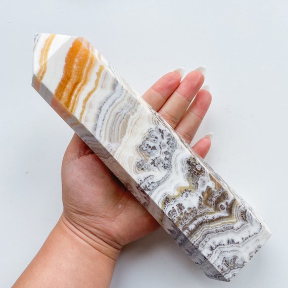 Dendritic Orange Calcite Crystal Point Healing Crystal Home