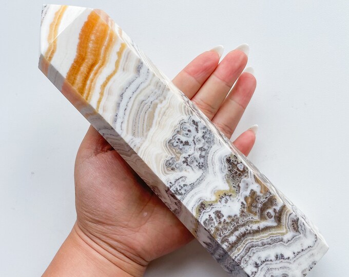 Dendritic orange calcite crystal point healing crystal home decoration meditation reiki practice