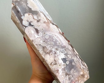 Flower agate crystal tower |cherry blossom agate home decoration | flower agate specimen | healing crystal | birthday gift|anniversary gift