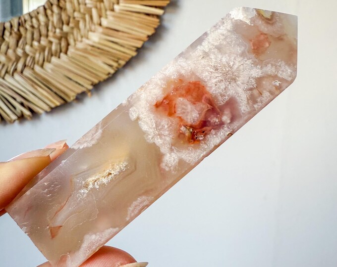 Flower agate geode Crystal tower (LY)  | High-quality flower agate crystal tower healing crystal home decor
