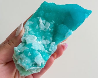 Blue aragonite with azurite and calcite rare crystal specimen