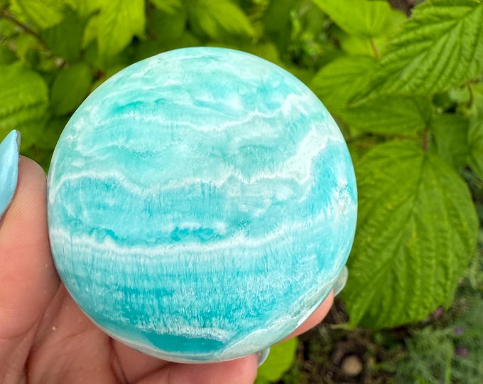 Blue aragonite crystal sphere healing crystal home decor