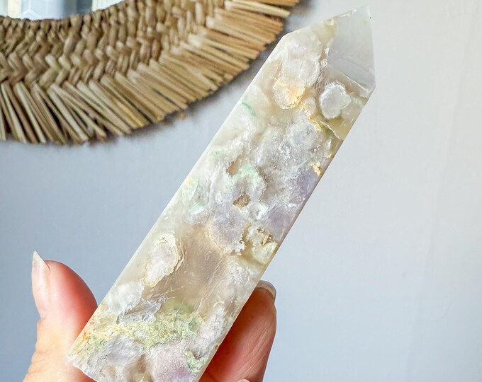 Flower agate geode Crystal tower (LY)  | High-quality flower agate crystal tower healing crystal home decor