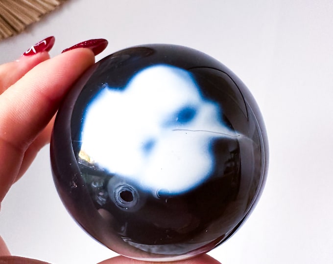 Orca Agate natural crystal sphere| unique crystal home decor| Tranquility home style | Earthy decor | Oceanic decor | unique gift idea