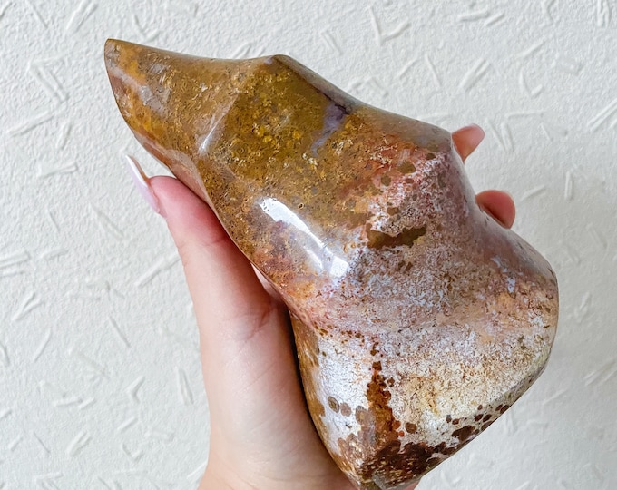 Ocean Jasper crystal flame healing crystal home decor