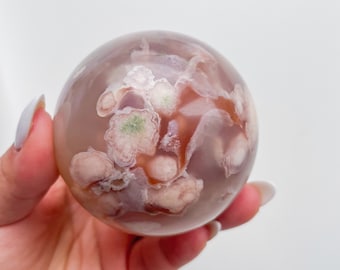 Flower agate crystal sphere|cherry blossom agate home decoration | flower agate specimen | healing crystal | birthday gift|anniversary gift