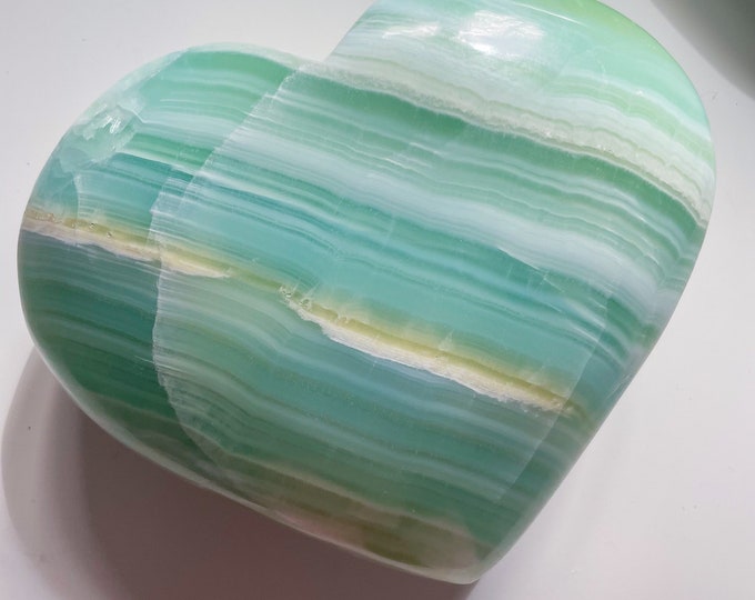 Premium pistachio calcite large crystal heart healing crystal healing journey home decoration