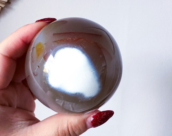 Orca Agate natural crystal sphere| unique crystal home decor| Tranquility home style | Earthy decor | Oceanic decor | unique gift idea