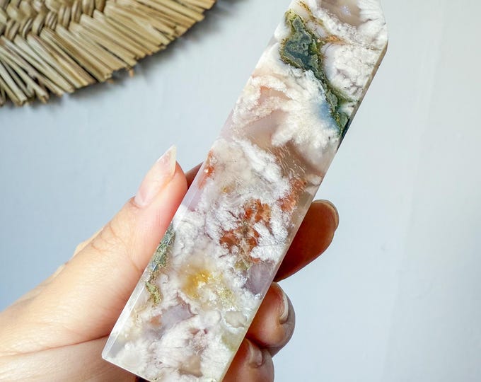 Flower agate geode Crystal tower (LY)  | High-quality flower agate crystal tower healing crystal home decor