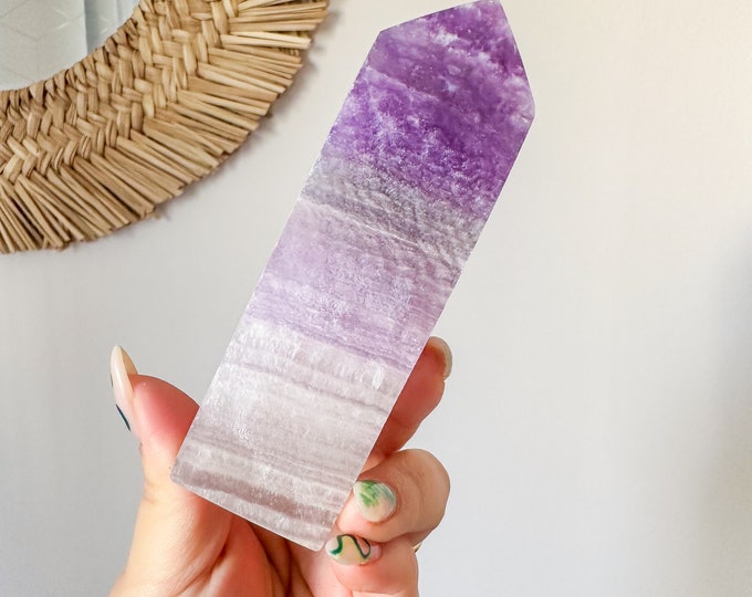 Fluorite crystal tower | Fuchsia fluorite |silk fluorite | pink fluorite | purple fluorite  crystal tower healing crystal home decoration