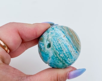 Blue aragonite crystal sphere healing crystal home decor