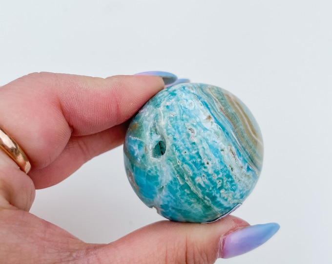 Blue aragonite crystal sphere healing crystal home decor
