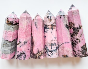 Rhodonite crystal tower medium crystal tower healing crystal healing journey home decoration