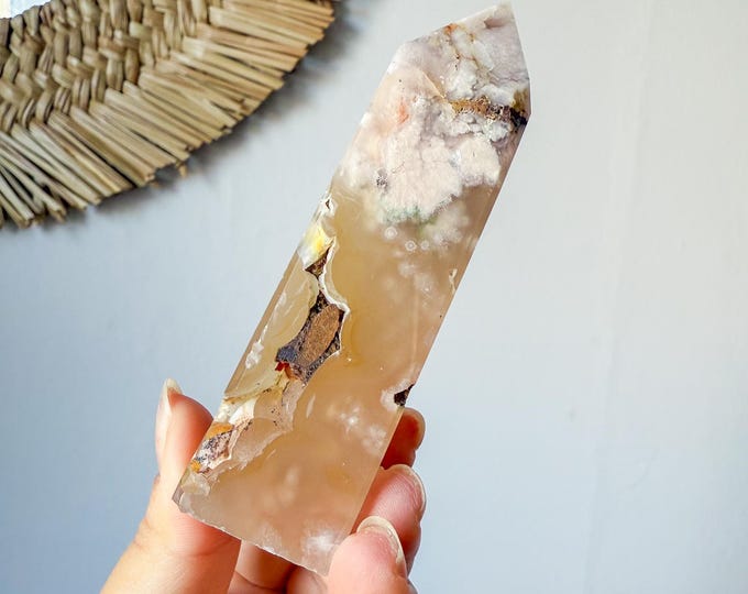 Flower agate geode Crystal tower (LY)  | High-quality flower agate crystal tower healing crystal home decor