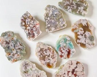 High quality flower agate slab ｜ single side  high quality flower agate healing crystal healing journey home decoration