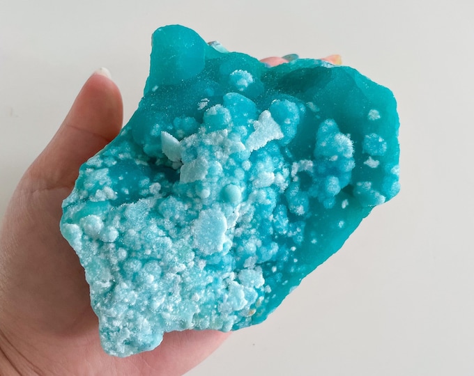 Blue aragonite with azurite and calcite rare crystal specimen