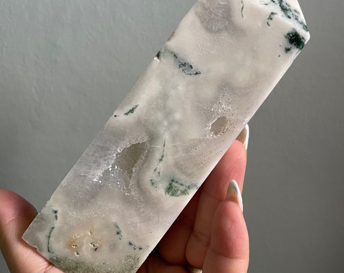Moss agate crystal tower | moss agate home decoration | moss agate ornament | healing crystal | birthstone gifts| wedding anniversary gift